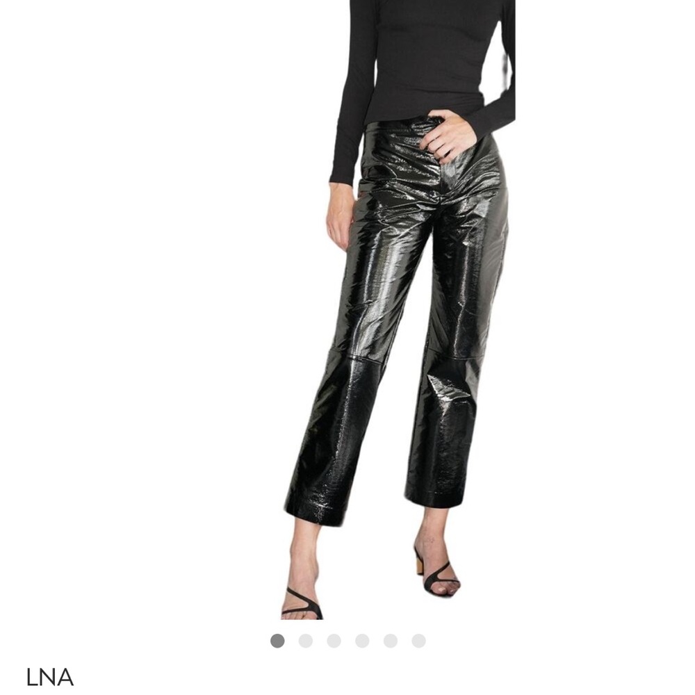 LNA Nya Crinkle Patent Pants- Glossy Black